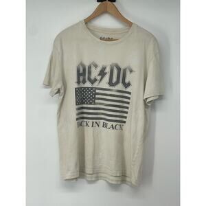 Lucky Brand Back In Black AC/DC White T-Shirt Size L